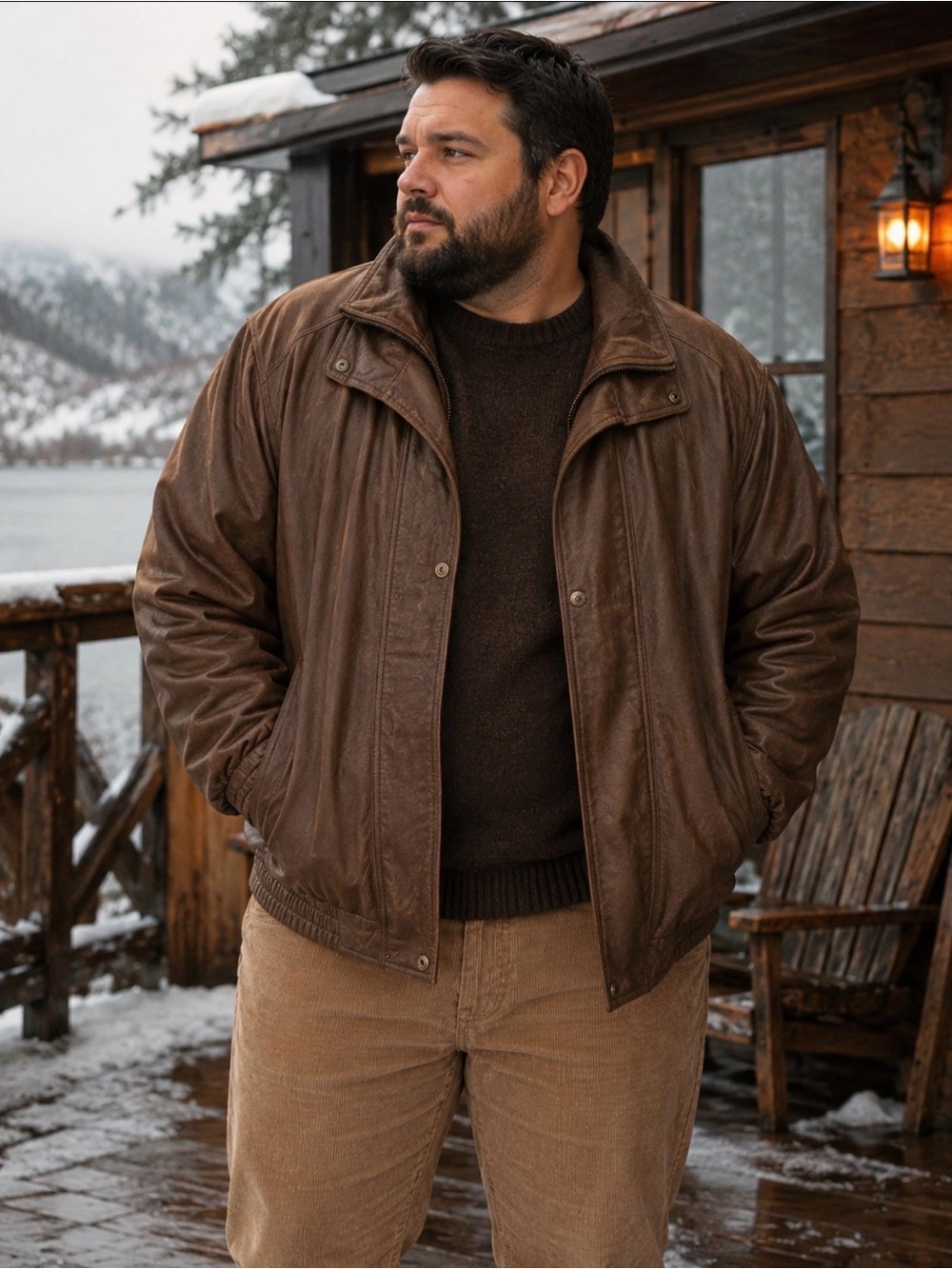 Wilsons Leather Men's Brown Leather Bomber Jacket